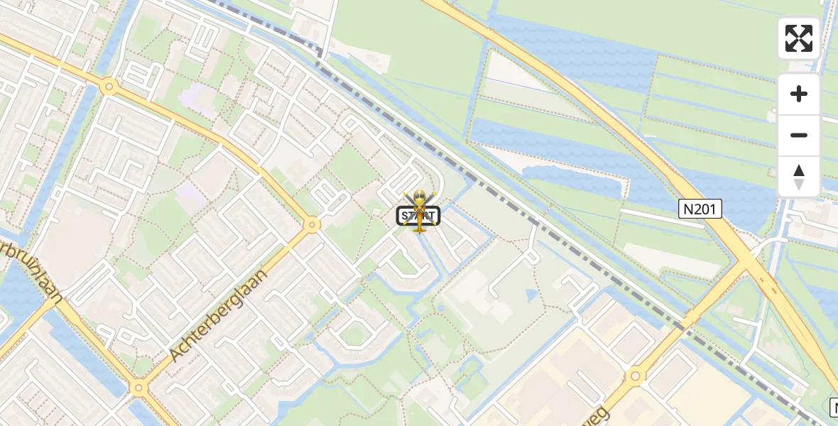 Vluchtroute Traumahelikopter van Uithoorn naar Uithoorn