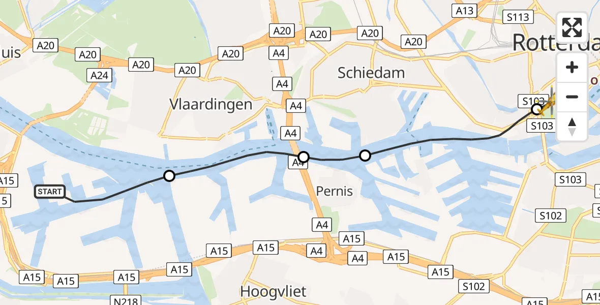 Routekaart van de vlucht: Lifeliner 2 naar Erasmus MC