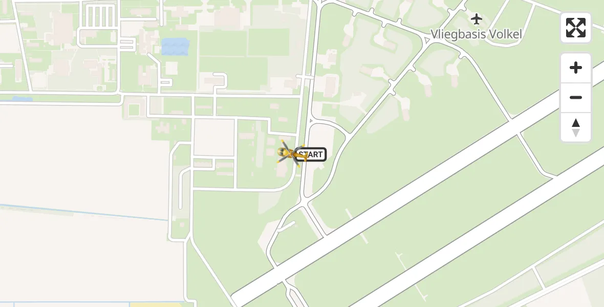 Vluchtroute Traumahelikopter van Vliegbasis Volkel naar Vliegbasis Volkel