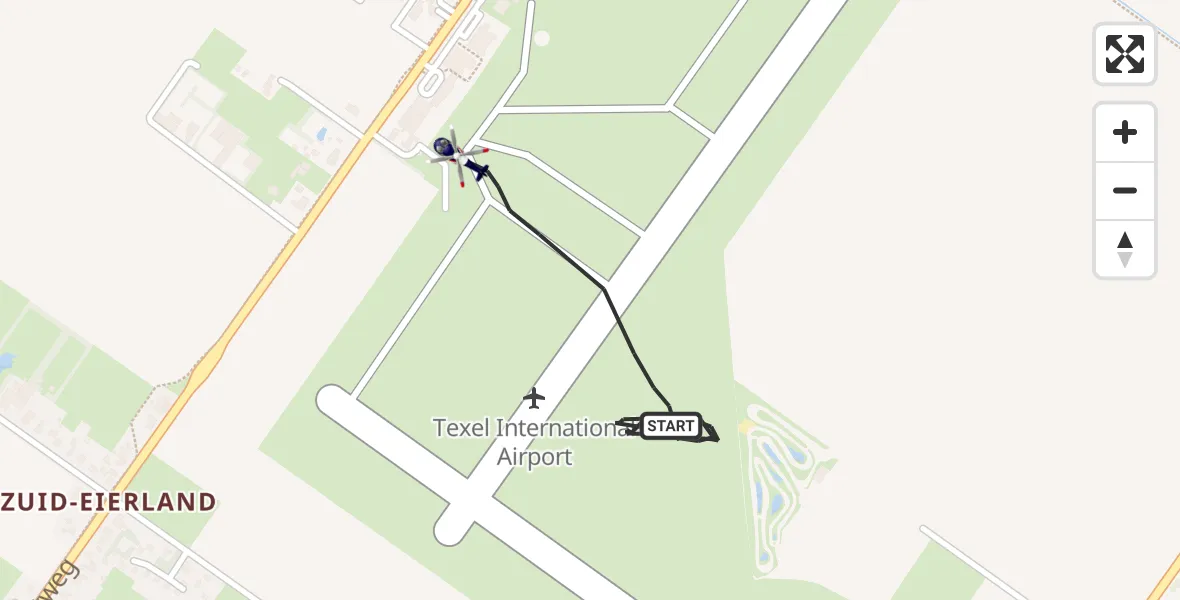 Vluchtroute Politiehelikopter van Texel International Airport naar Texel International Airport