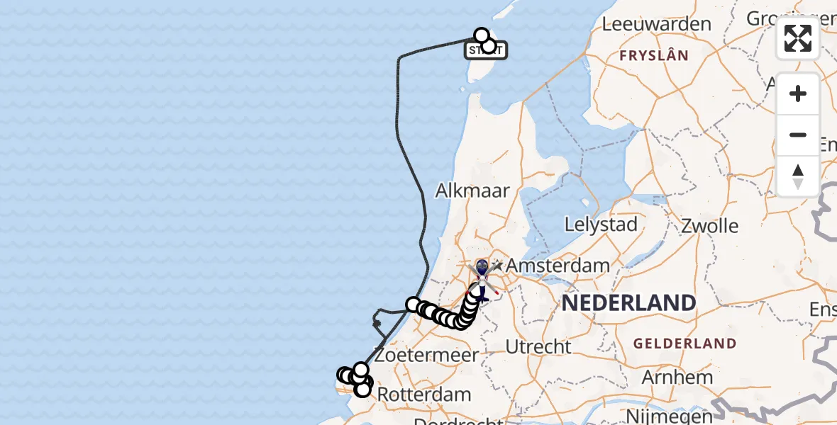 Vluchtroute Politiehelikopter Texel International Airport - Amsterdam Vliegveld Schiphol, 30 april 2026, 09:54