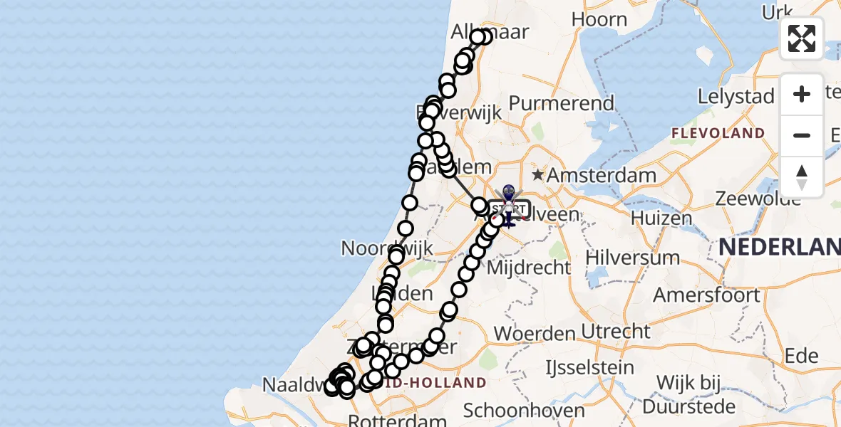 Vluchtroute Politiehelikopter Amsterdam Vliegveld Schiphol - Amsterdam Vliegveld Schiphol, 30 april 2026, 10:29