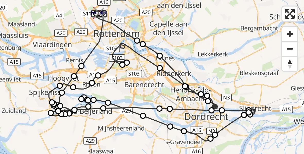 Vluchtroute Politiehelikopter Rotterdam The Hague Airport - Rotterdam The Hague Airport, 30 april 2026, 14:08