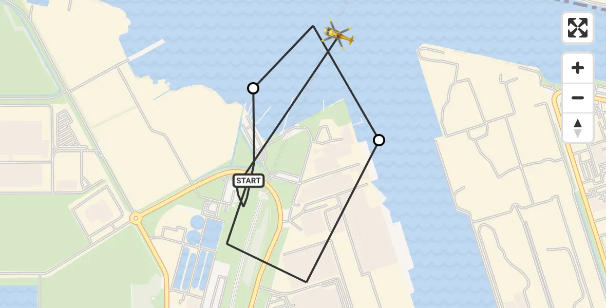 Vluchtroute Traumahelikopter van Amsterdam Heliport naar Amsterdam