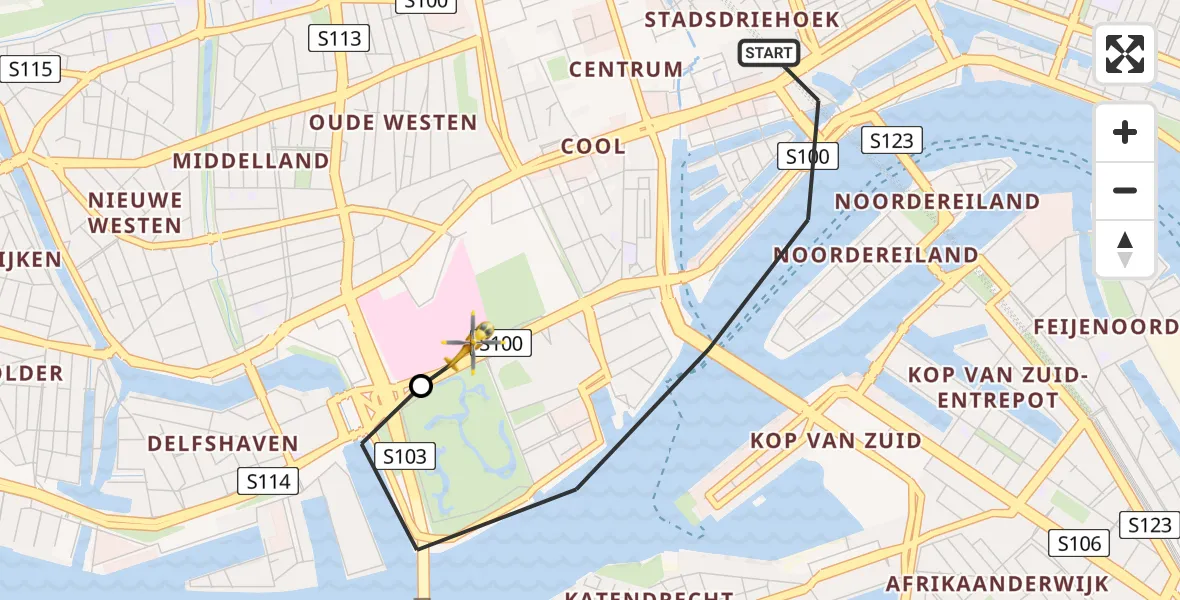 Vluchtroute Traumahelikopter van Rotterdam naar Erasmus MC
