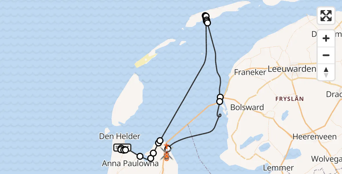 Vluchtroute Kustwachthelikopter Militair vliegveld De Kooy / Den Helder Airport - Wieringerwerf, 01 mei 2026, 18:25