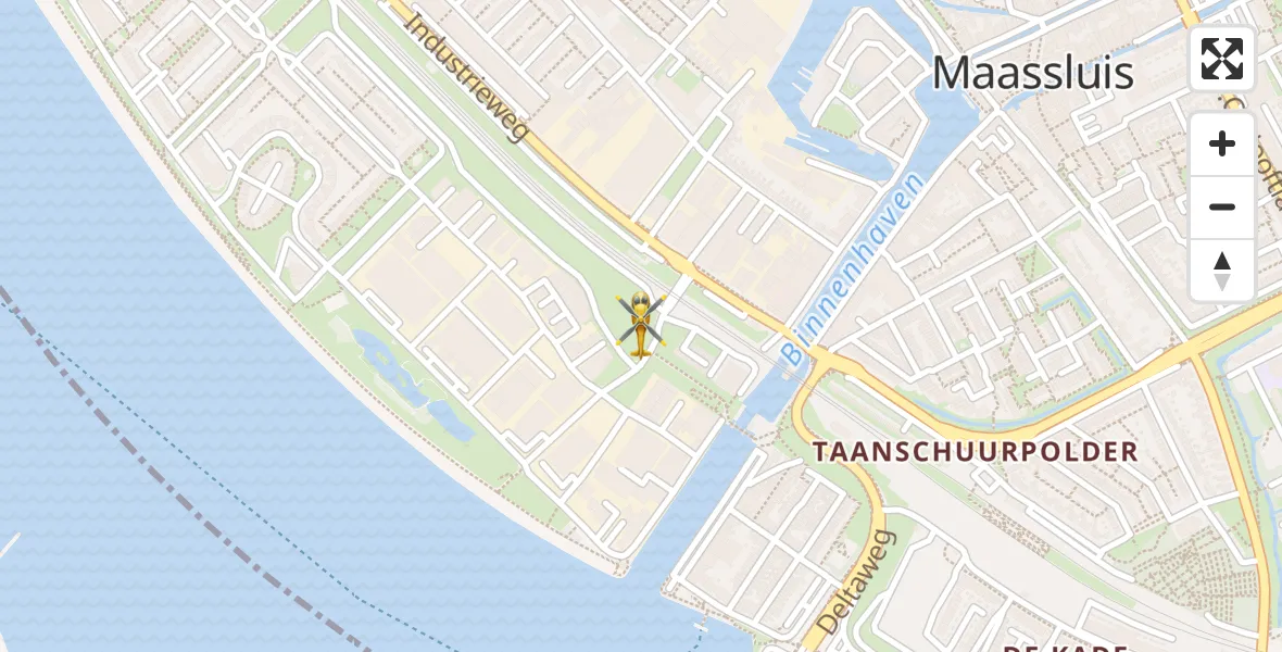 Vluchtroute Traumahelikopter van Maassluis naar Maassluis