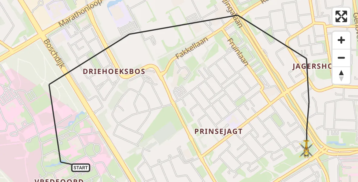 Vluchtroute Traumahelikopter van Eindhoven naar Eindhoven