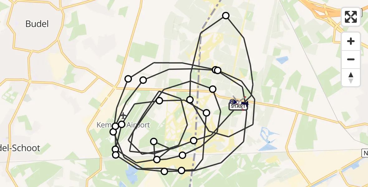 Vluchtroute Politiehelikopter van Weert naar Weert