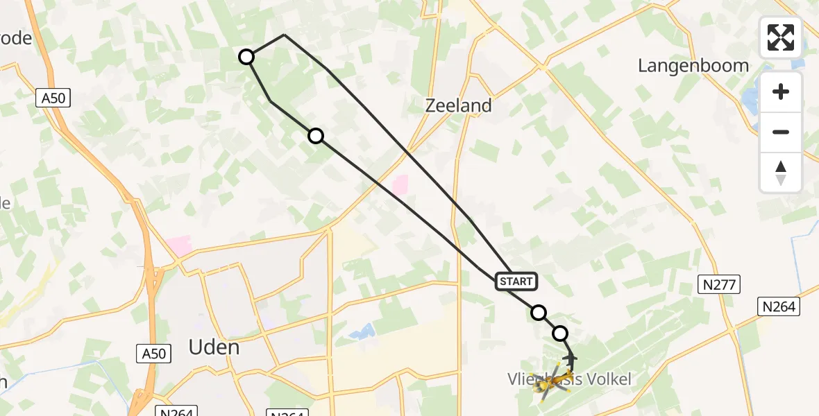 Routekaart van de vlucht: Lifeliner 3 naar Vliegbasis Volkel