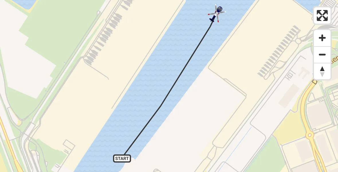 Vluchtroute Politiehelikopter van Maasvlakte Rotterdam naar Maasvlakte Rotterdam