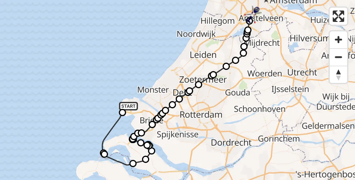 Vluchtroute Politiehelikopter Maasvlakte Rotterdam - Amsterdam Vliegveld Schiphol, 04 mei 2026, 20:14