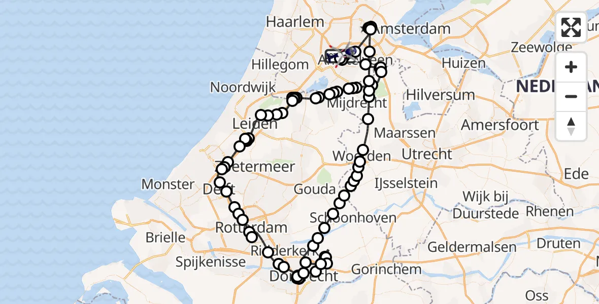 Vluchtroute Politiehelikopter Amsterdam Vliegveld Schiphol - Amsterdam Vliegveld Schiphol, 05 mei 2026, 10:35