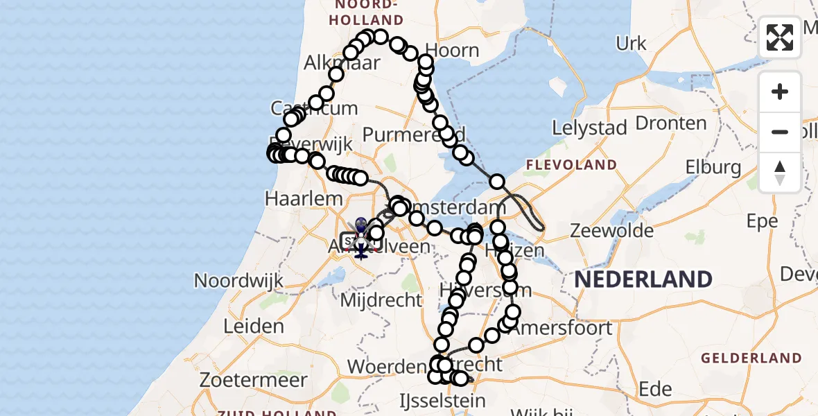 Vluchtroute Politiehelikopter Amsterdam Vliegveld Schiphol - Amsterdam Vliegveld Schiphol, 06 mei 2026, 09:19