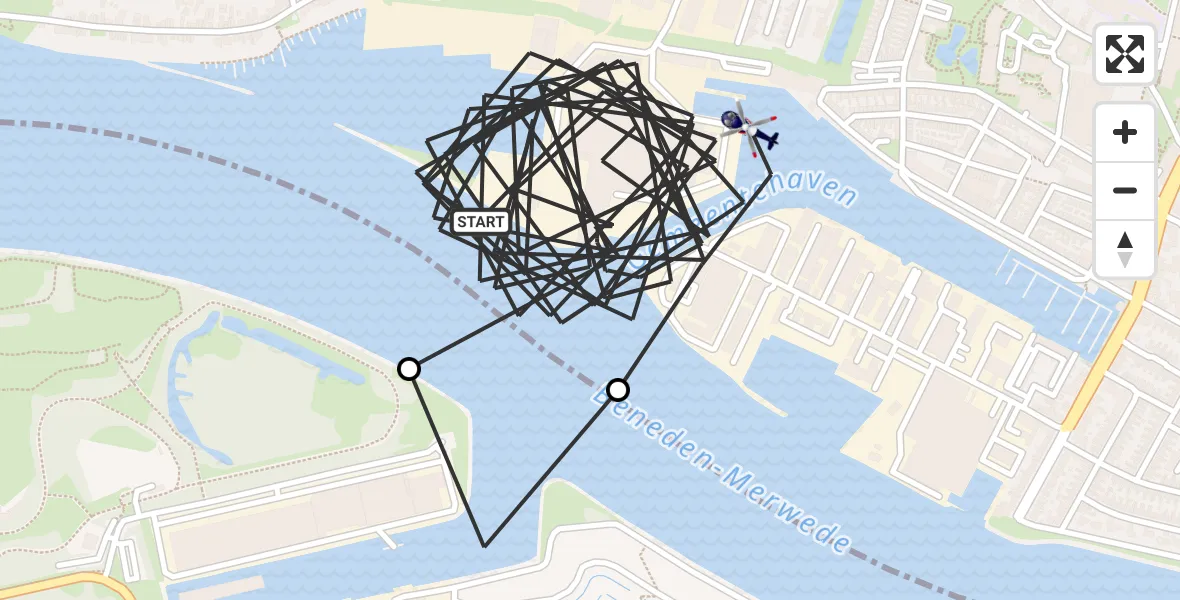 Vluchtroute Politiehelikopter van Sliedrecht naar Sliedrecht