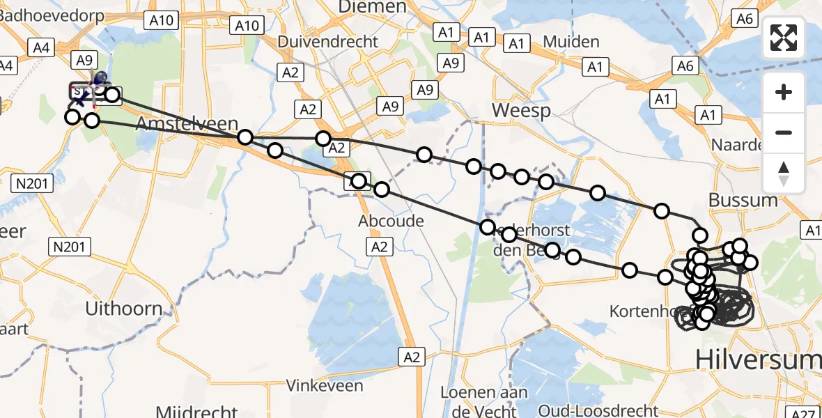 Vluchtroute Politiehelikopter Amsterdam Vliegveld Schiphol - Amsterdam Vliegveld Schiphol, 06 mei 2026, 21:57