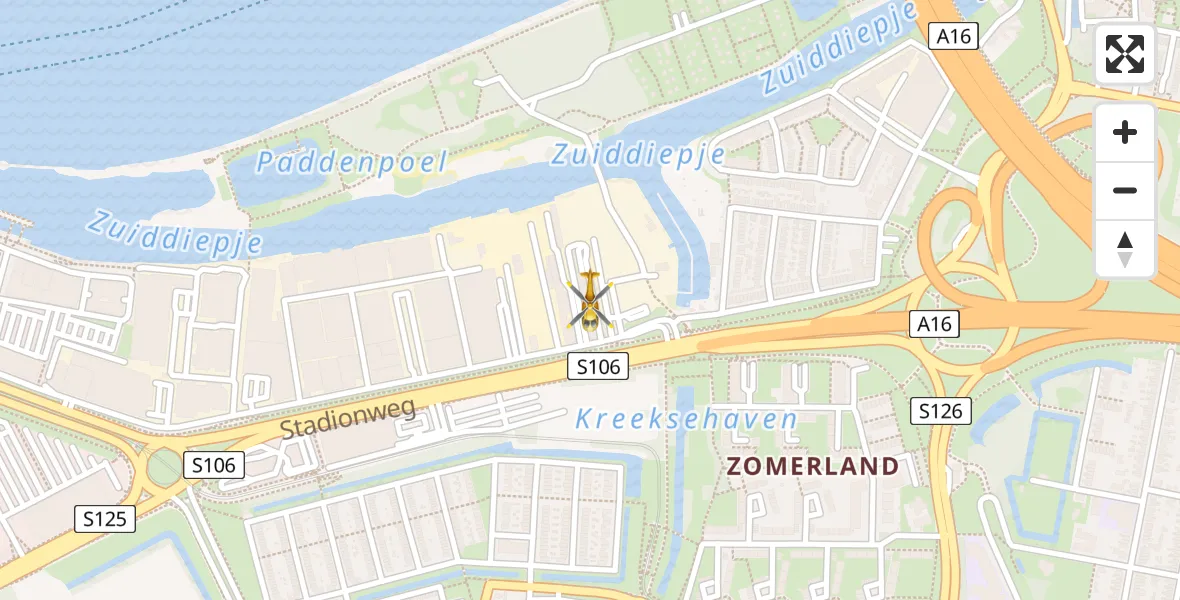 Vluchtroute Traumahelikopter van Rotterdam naar Rotterdam