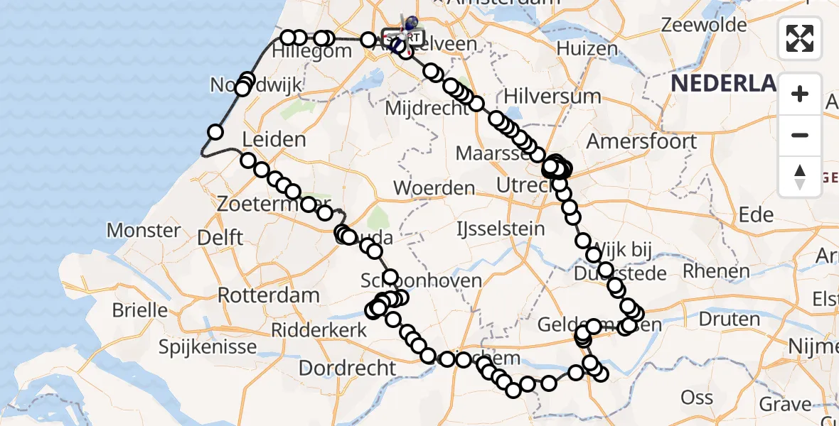 Vluchtroute Politiehelikopter Amsterdam Vliegveld Schiphol - Amsterdam Vliegveld Schiphol, 07 mei 2026, 08:23