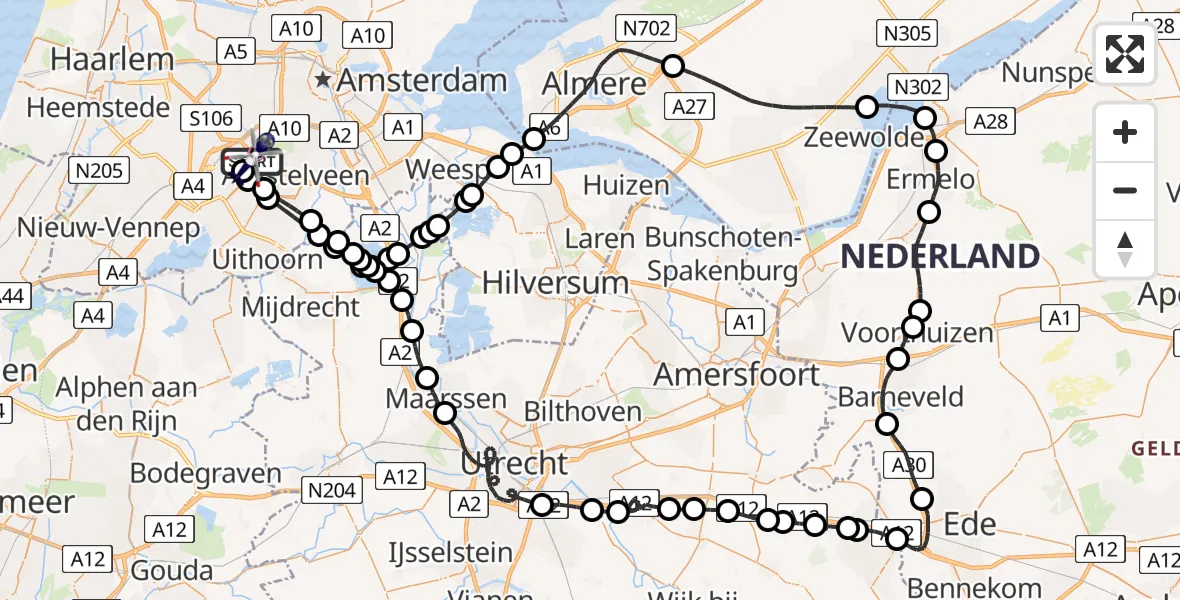 Vluchtroute Politiehelikopter Amsterdam Vliegveld Schiphol - Amsterdam Vliegveld Schiphol, 07 mei 2026, 10:37