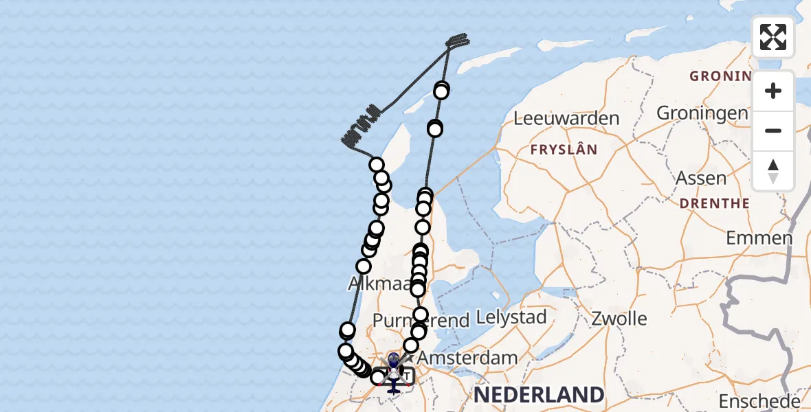 Vluchtroute Politiehelikopter Amsterdam Vliegveld Schiphol - Amsterdam Vliegveld Schiphol, 07 mei 2026, 13:22