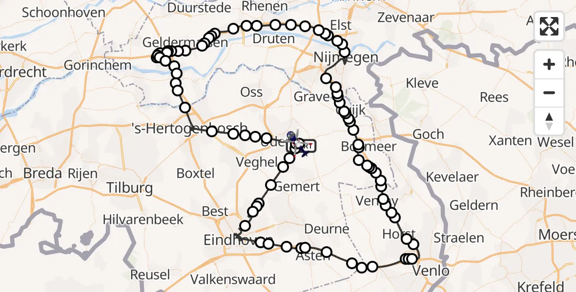 Vluchtroute Politiehelikopter Vliegbasis Volkel - Vliegbasis Volkel, 07 mei 2026, 13:26