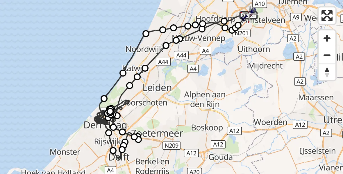 Vluchtroute Politiehelikopter Amsterdam Vliegveld Schiphol - Amsterdam Vliegveld Schiphol, 08 mei 2026, 07:35