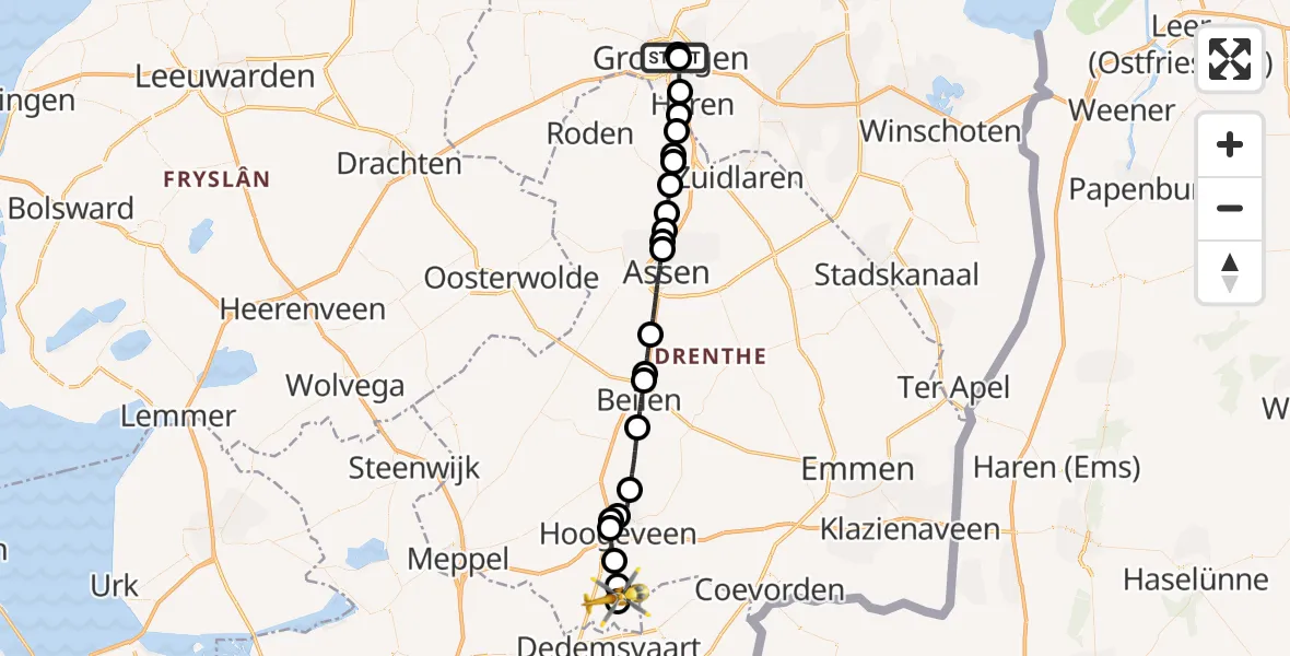 Vluchtroute Traumahelikopter Universitair Medisch Centrum Groningen - Kerkenveld, 08 mei 2026, 11:48