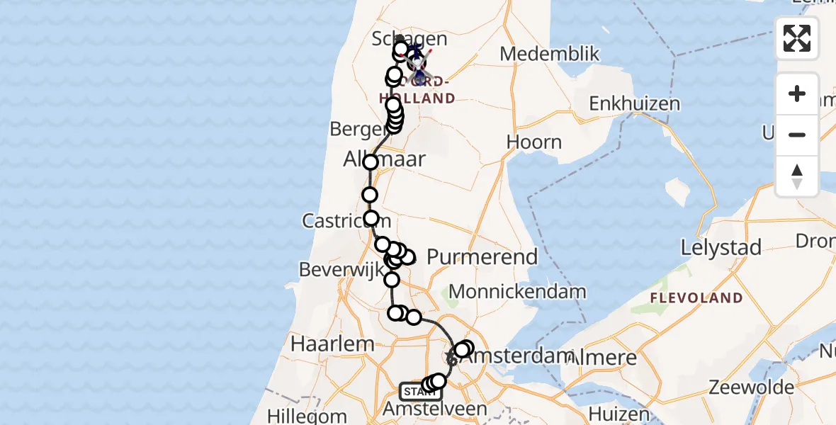 Vluchtroute Politiehelikopter Amsterdam - Zijdewind, 08 mei 2026, 13:26