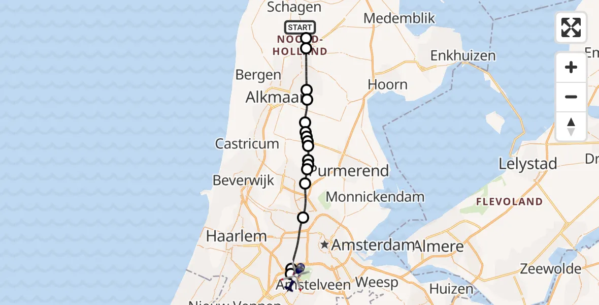 Vluchtroute Politiehelikopter Zijdewind - Amsterdam Vliegveld Schiphol, 08 mei 2026, 14:55