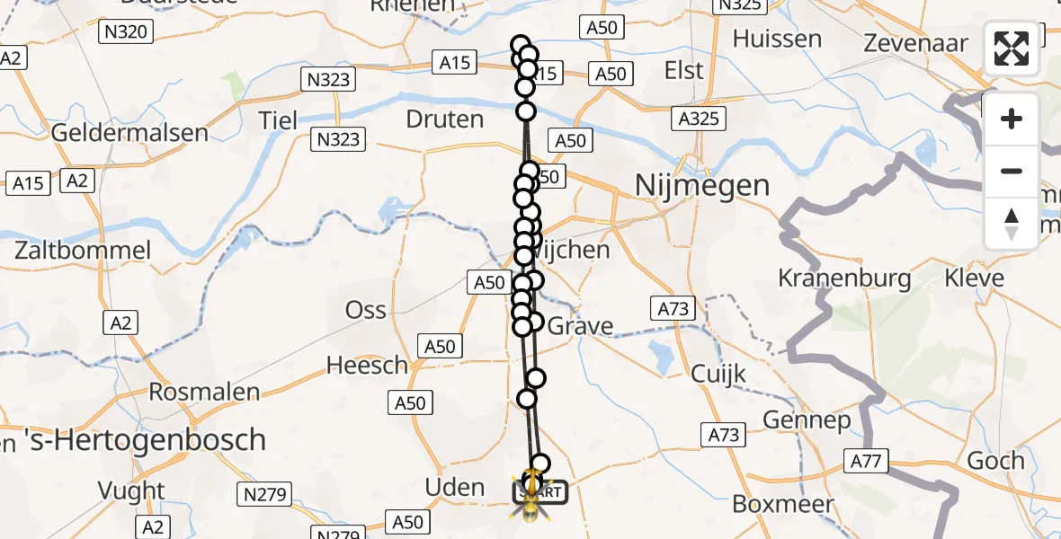 Vluchtroute Traumahelikopter Vliegbasis Volkel - Vliegbasis Volkel, 08 mei 2026, 15:50