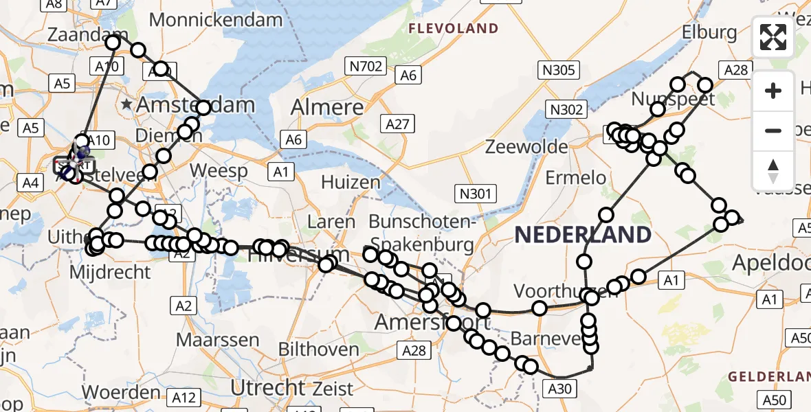 Vluchtroute Politiehelikopter Amsterdam Vliegveld Schiphol - Amsterdam Vliegveld Schiphol, 08 mei 2026, 18:04