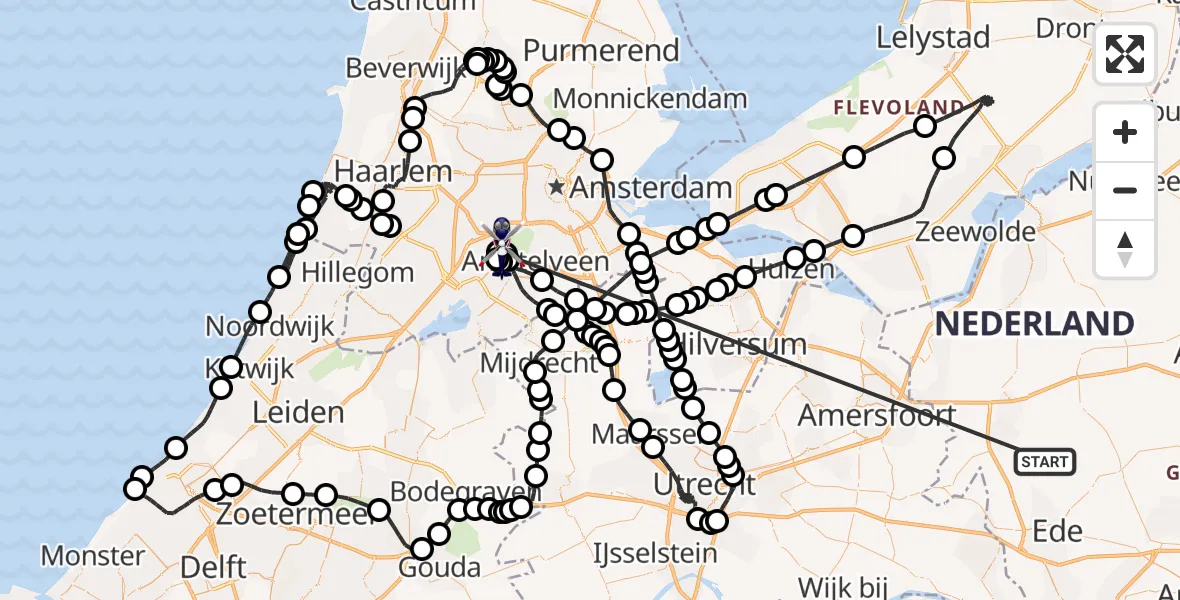 Vluchtroute Politiehelikopter Lunteren - Amsterdam Vliegveld Schiphol, 09 mei 2026, 15:15