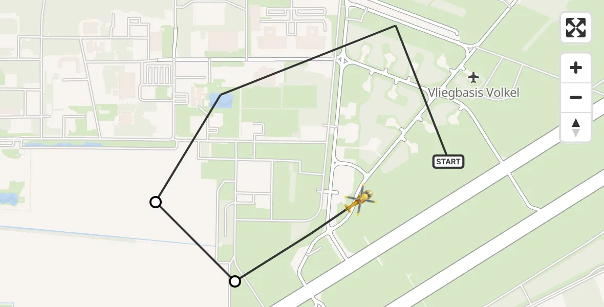Vluchtroute Traumahelikopter Vliegbasis Volkel - Vliegbasis Volkel, 09 mei 2026, 15:59