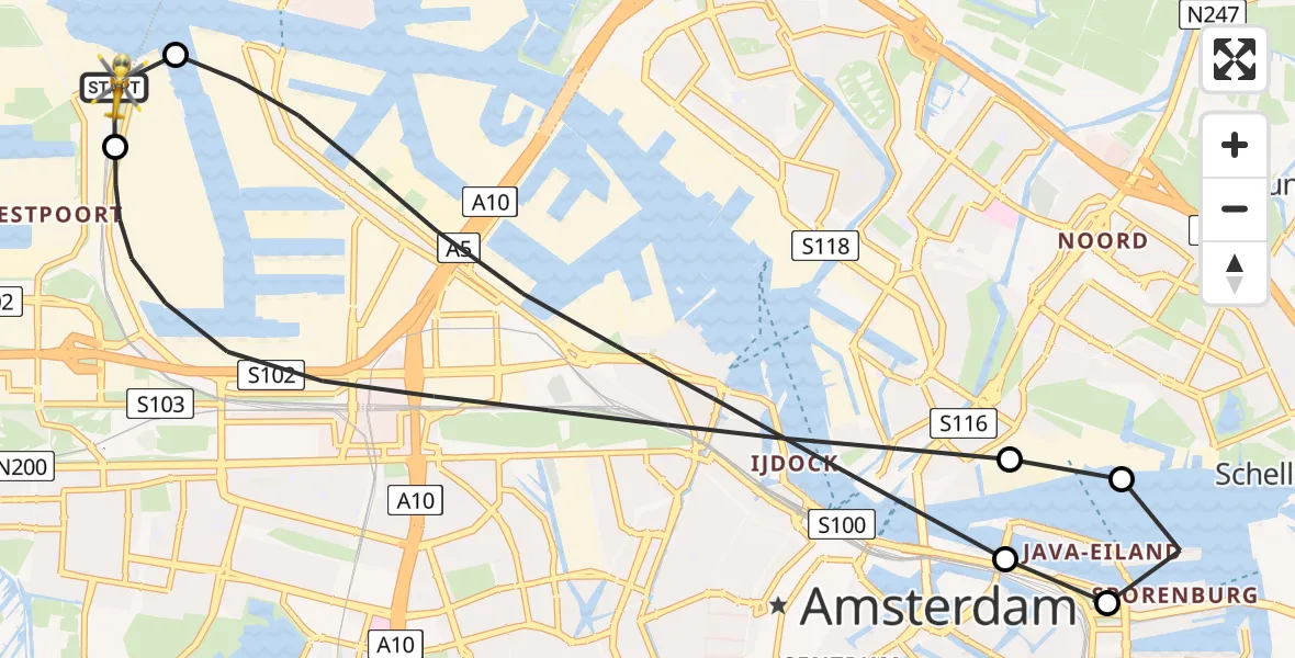 Vluchtroute Traumahelikopter Amsterdam Heliport - Amsterdam Heliport, 09 mei 2026, 19:34