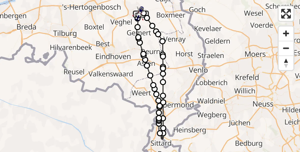 Vluchtroute Politiehelikopter Vliegbasis Volkel - Vliegbasis Volkel, 10 mei 2026, 08:21