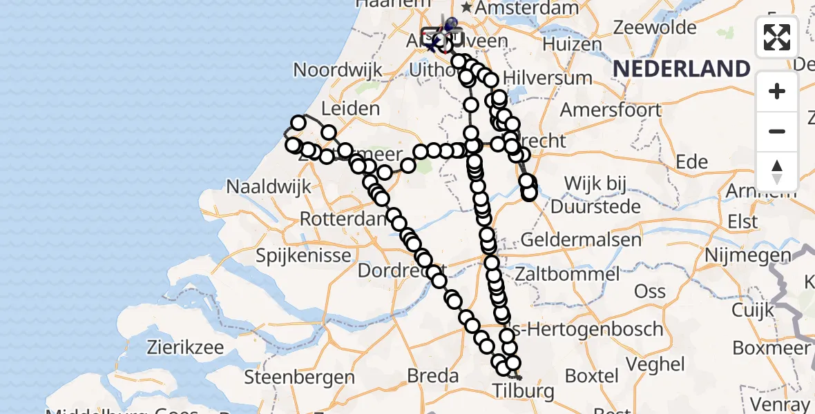 Vluchtroute Politiehelikopter Amsterdam Vliegveld Schiphol - Amsterdam Vliegveld Schiphol, 10 mei 2026, 09:50