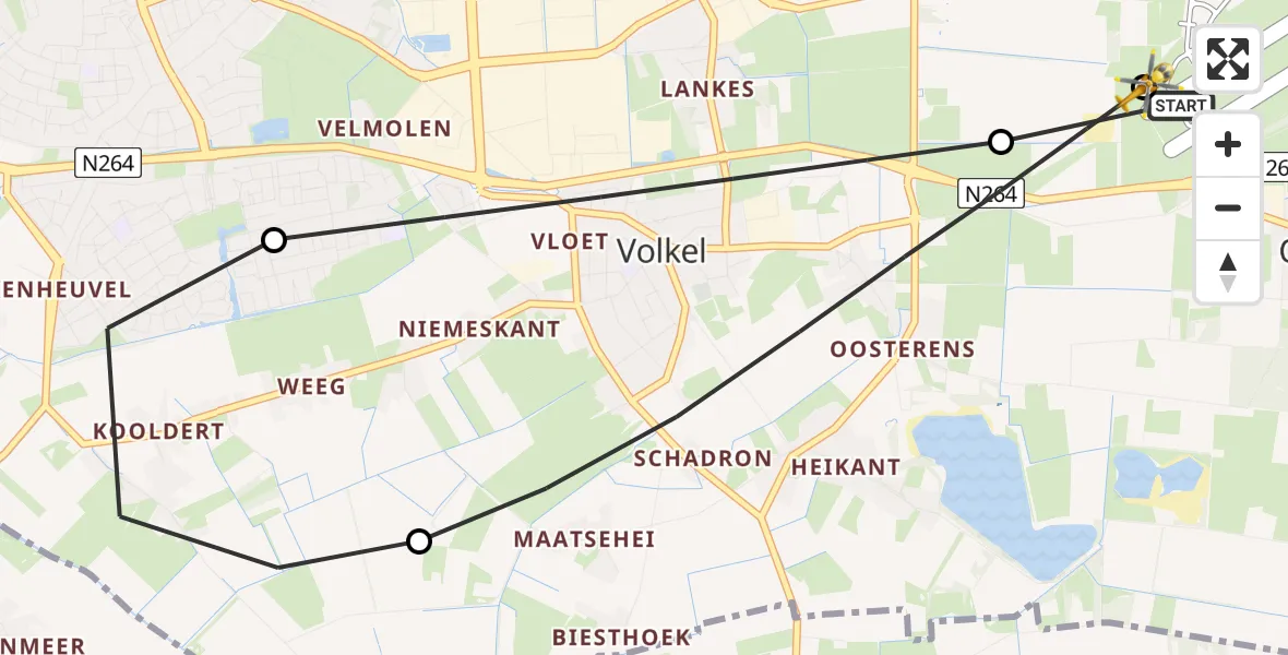 Vluchtroute Traumahelikopter Vliegbasis Volkel - Vliegbasis Volkel, 10 mei 2026, 18:11