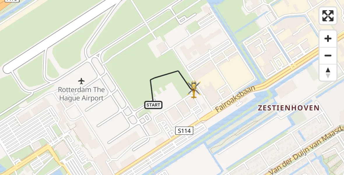 Vluchtroute Traumahelikopter Rotterdam The Hague Airport - Rotterdam The Hague Airport, 10 mei 2026, 18:29