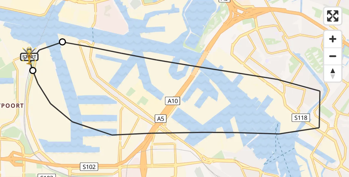 Vluchtroute Traumahelikopter Amsterdam Heliport - Amsterdam Heliport, 11 mei 2026, 03:22