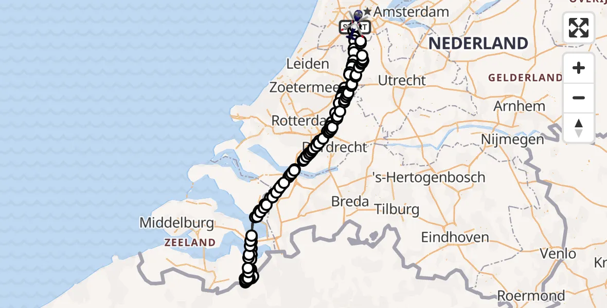 Vluchtroute Politiehelikopter Amsterdam Vliegveld Schiphol - Amsterdam Vliegveld Schiphol, 11 mei 2026, 07:12