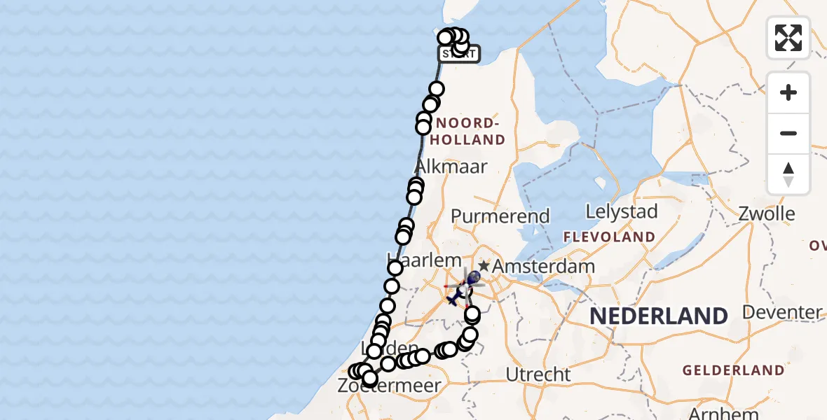 Vluchtroute Politiehelikopter Militair vliegveld De Kooy / Den Helder Airport - Amsterdam Vliegveld Schiphol, 11 mei 2026, 08:41