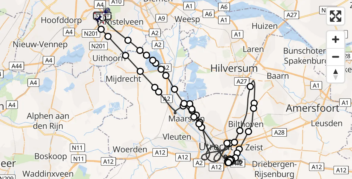 Vluchtroute Politiehelikopter Amsterdam Vliegveld Schiphol - Amsterdam Vliegveld Schiphol, 11 mei 2026, 11:02