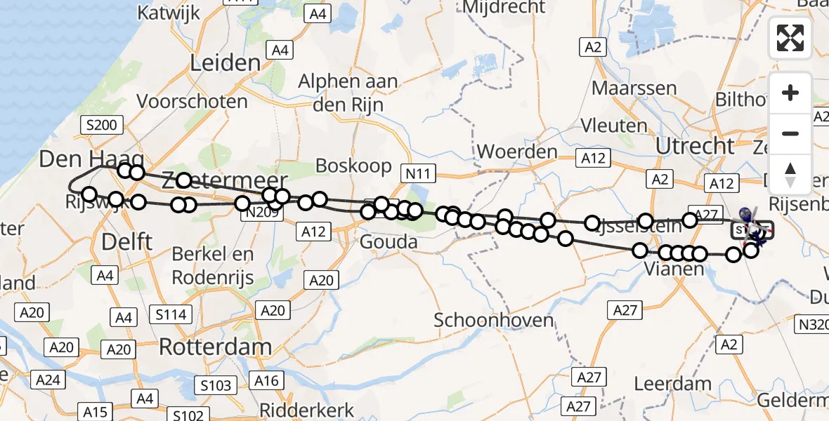 Vluchtroute Politiehelikopter Houten - Houten, 11 mei 2026, 11:33
