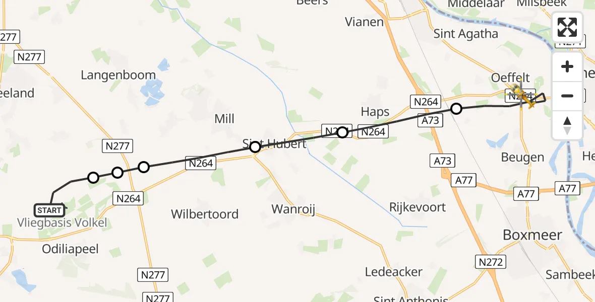 Vluchtroute Traumahelikopter Vliegbasis Volkel - Oeffelt, 11 mei 2026, 15:07
