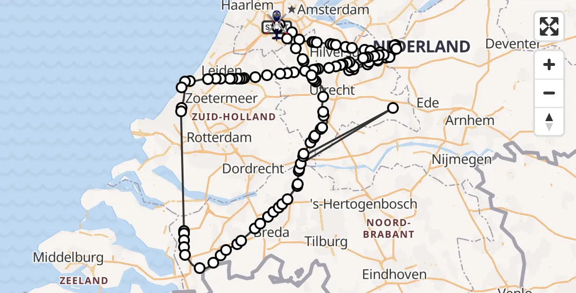 Vluchtroute Politiehelikopter Amsterdam Vliegveld Schiphol - Amsterdam Vliegveld Schiphol, 11 mei 2026, 18:12