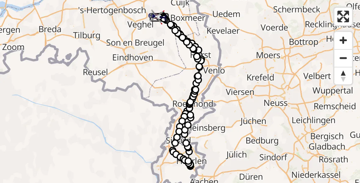 Vluchtroute Politiehelikopter Vliegbasis Volkel - Vliegbasis Volkel, 11 mei 2026, 18:12
