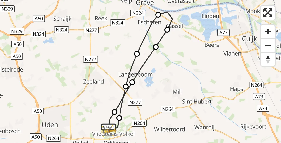 Vluchtroute Traumahelikopter Vliegbasis Volkel - Vliegbasis Volkel, 11 mei 2026, 18:59