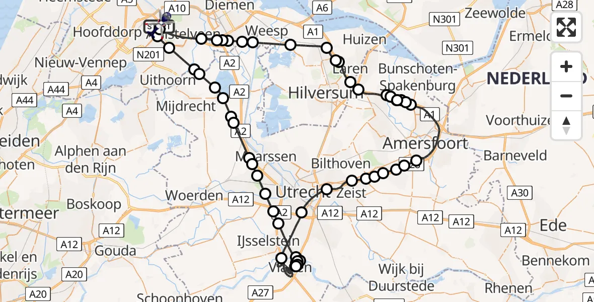 Vluchtroute Politiehelikopter Amsterdam Vliegveld Schiphol - Amsterdam Vliegveld Schiphol, 12 mei 2026, 07:27