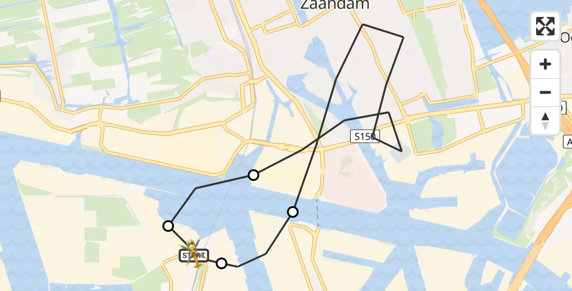 Vluchtroute Traumahelikopter Amsterdam Heliport - Amsterdam Heliport, 12 mei 2026, 07:58