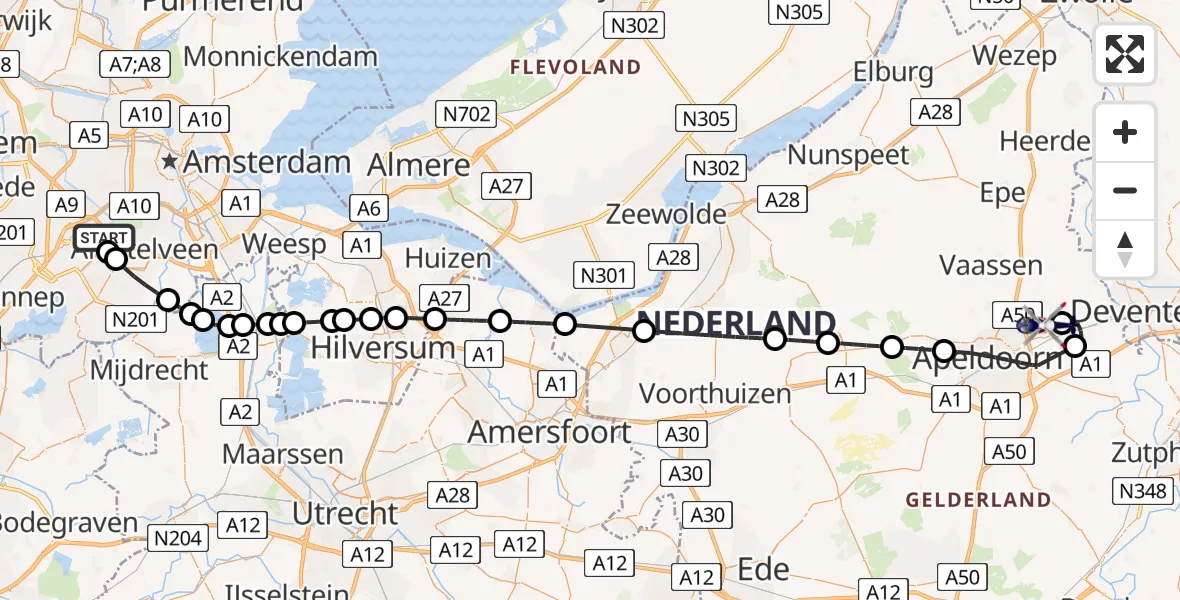 Vluchtroute Politiehelikopter Amsterdam Vliegveld Schiphol - Vliegveld Teuge, 12 mei 2026, 10:28